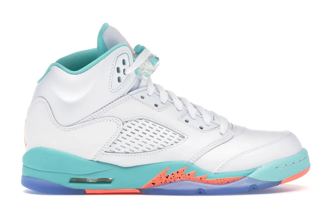 Детские кроссовки Lifestyle Light Aqua Jordan 5 Retro Jordan, White/Crimson Pulse-Light Aqua-Black