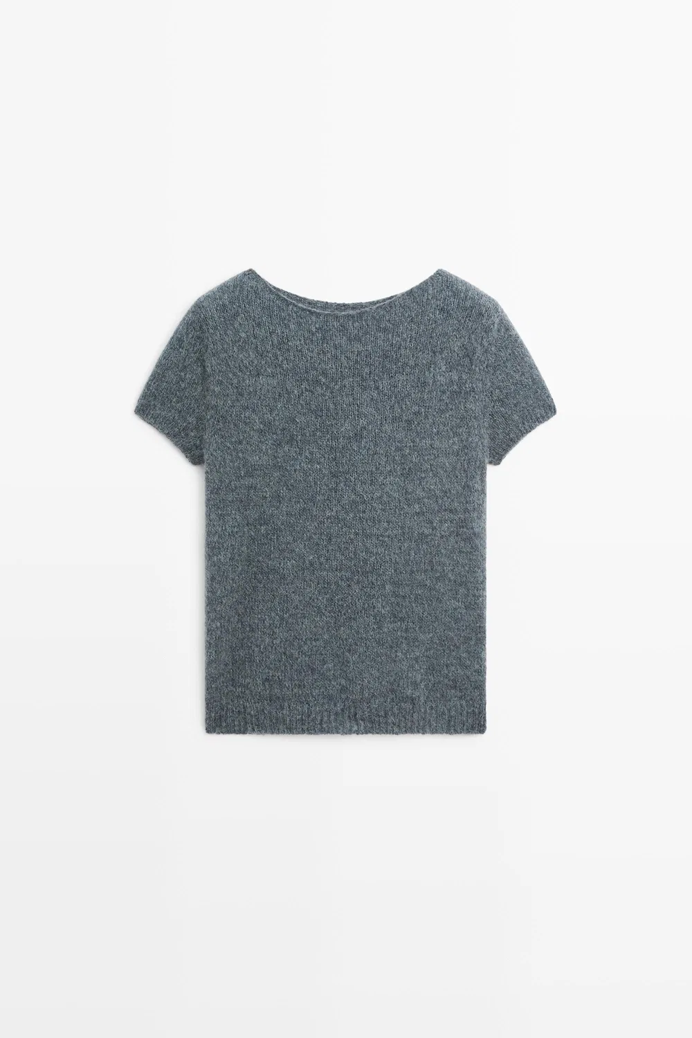 Свитер Massimo Dutti Short Sleeve Alpaca Blend Knit, серо-голубой — фото 2
