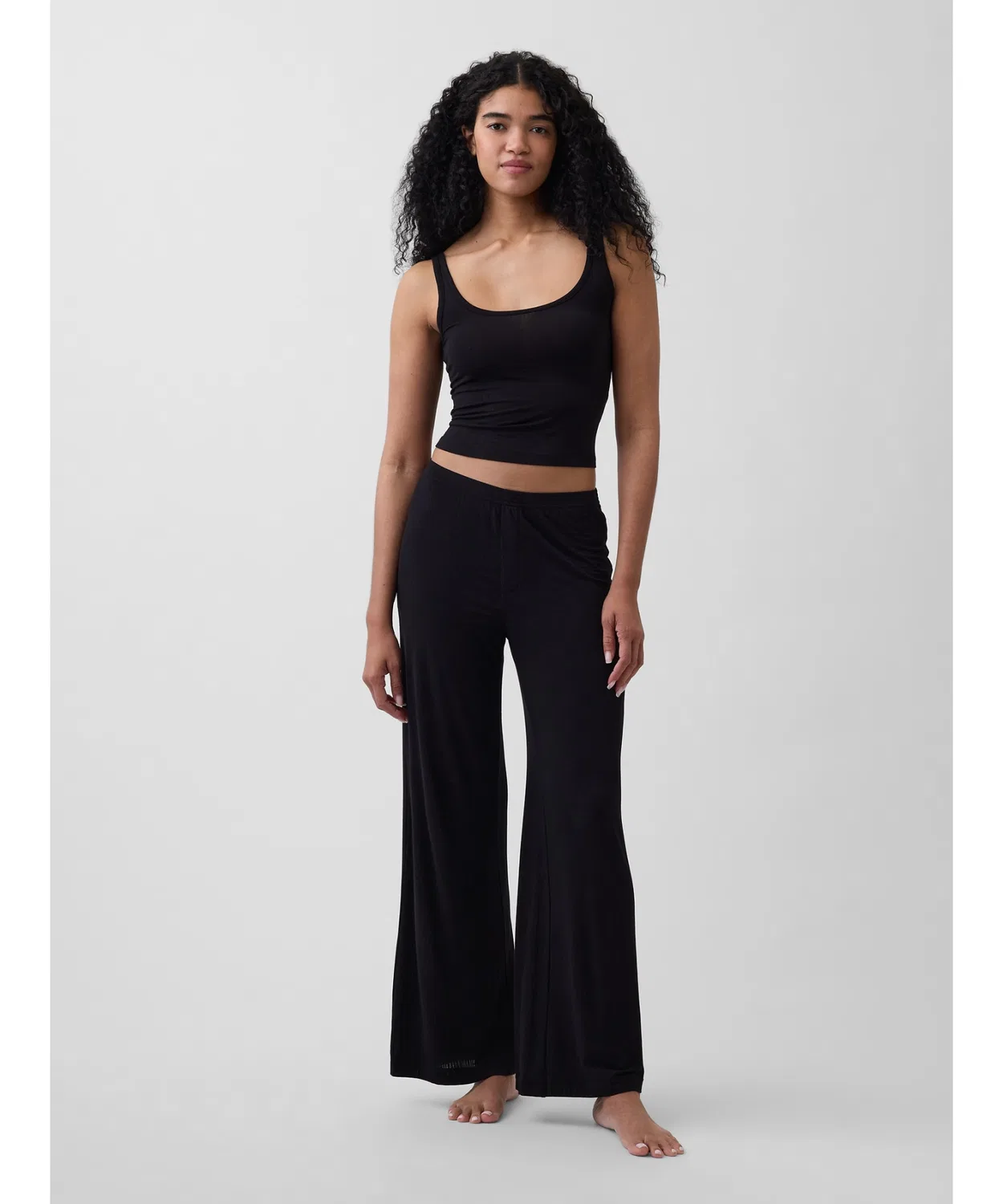Женские пижамные брюки из модала с мелким рубчиком, модель SoftMade GAP, Black — фото 2
