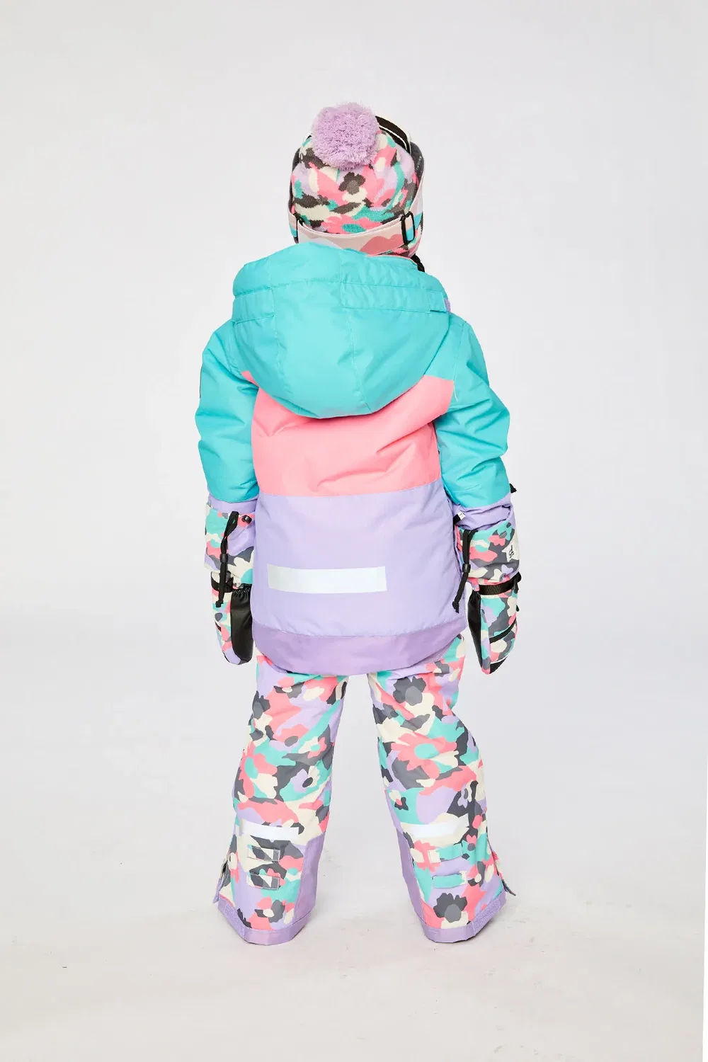Детский комбинезон для девочек зимний утепленный Two Piece Teknik Snowsuit Deux par Deux, Turquoise Orange And Mauve — фото 4