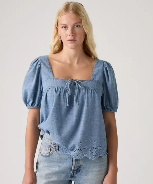 Блуза с коротким рукавом, вырезная, Levi'S, белый — фото 2