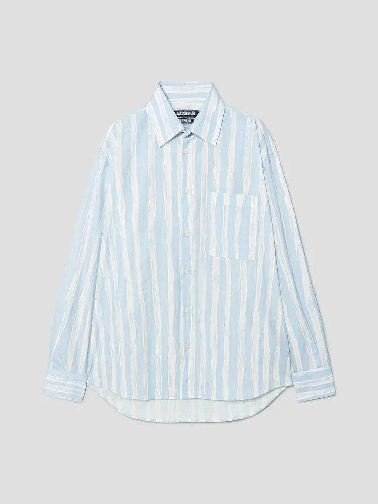 Рубашка с принтом La Chemise Camargue JACQUEMUS, Sky Blue