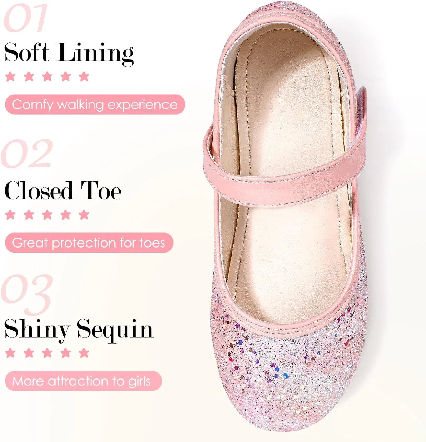 Детские балетки для девочек с блестками Mermaid Glitter Princess Secret Slippers, Mermaid Gradient Pink — фото 3