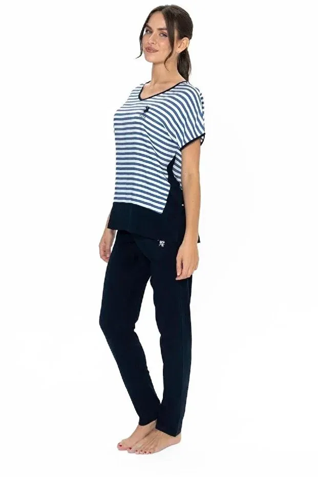 Женский пижамный комплект с коротким рукавом поло U.S. Polo Assn., Navy Blue — фото 2