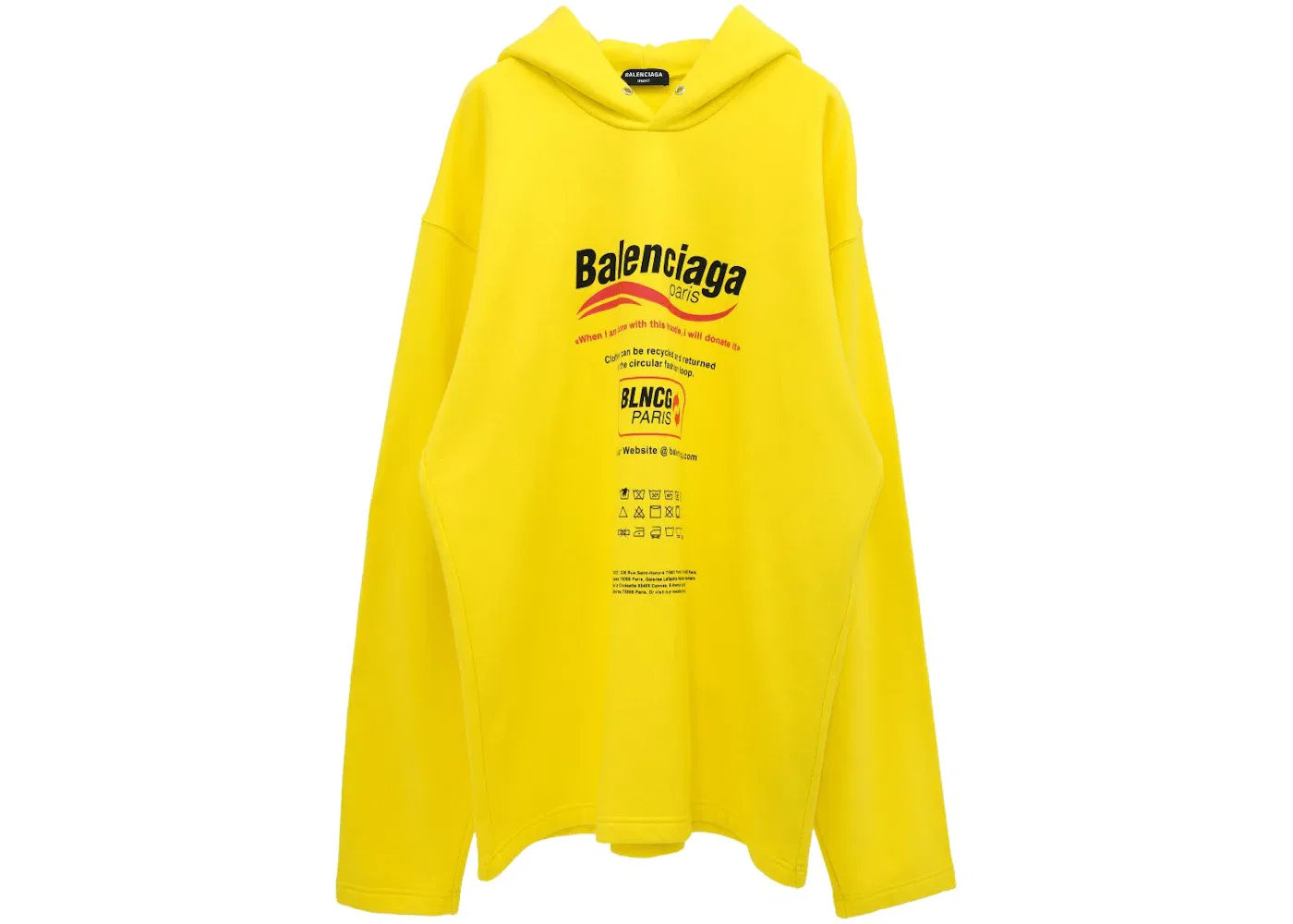 Мужской худи с принтом Balenciaga Dry Cleaning Logo No Rib Hoodie, Yellow