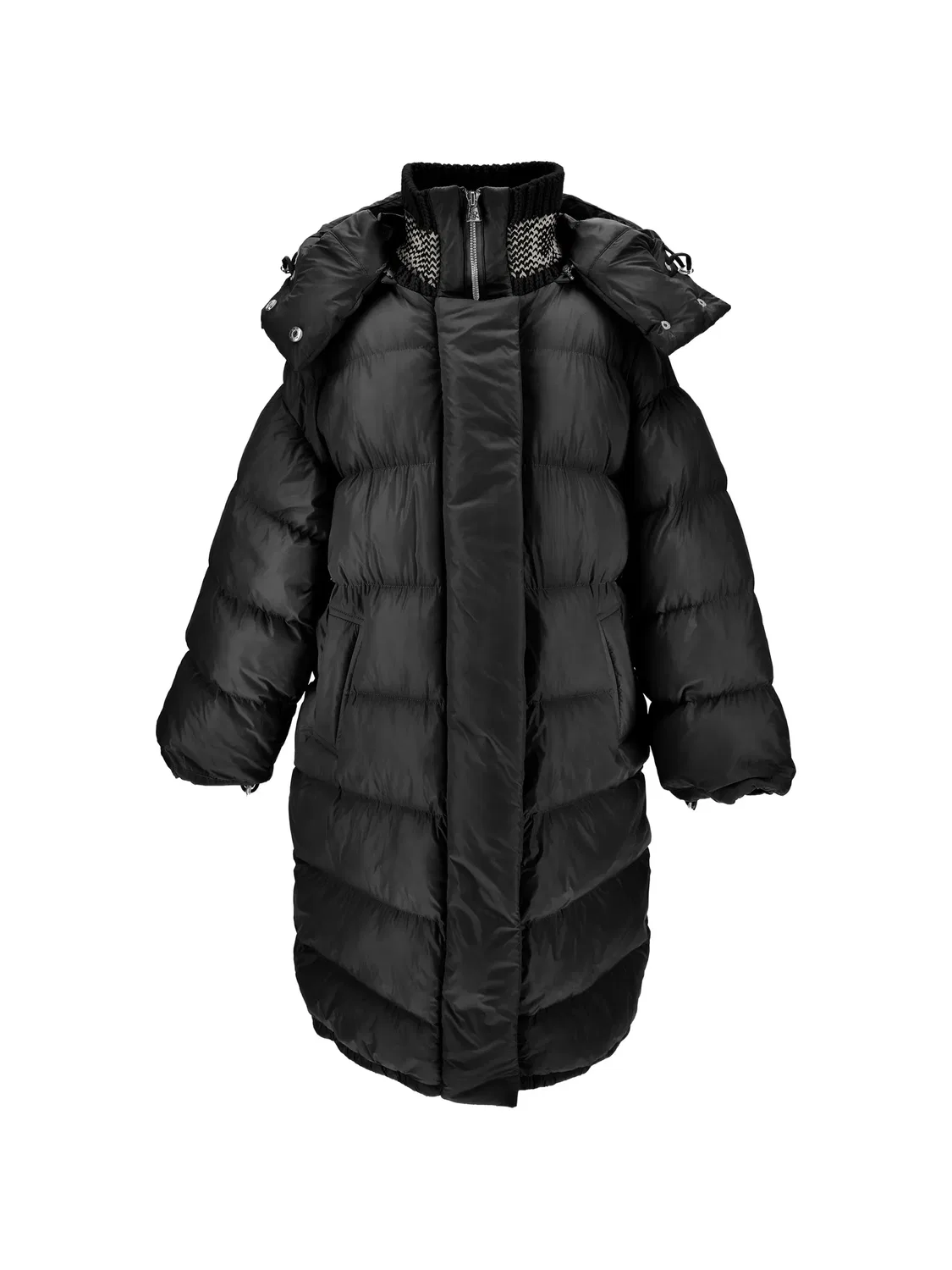 Стеганое пальто с капюшоном Ermanno Scervino Junior, черный