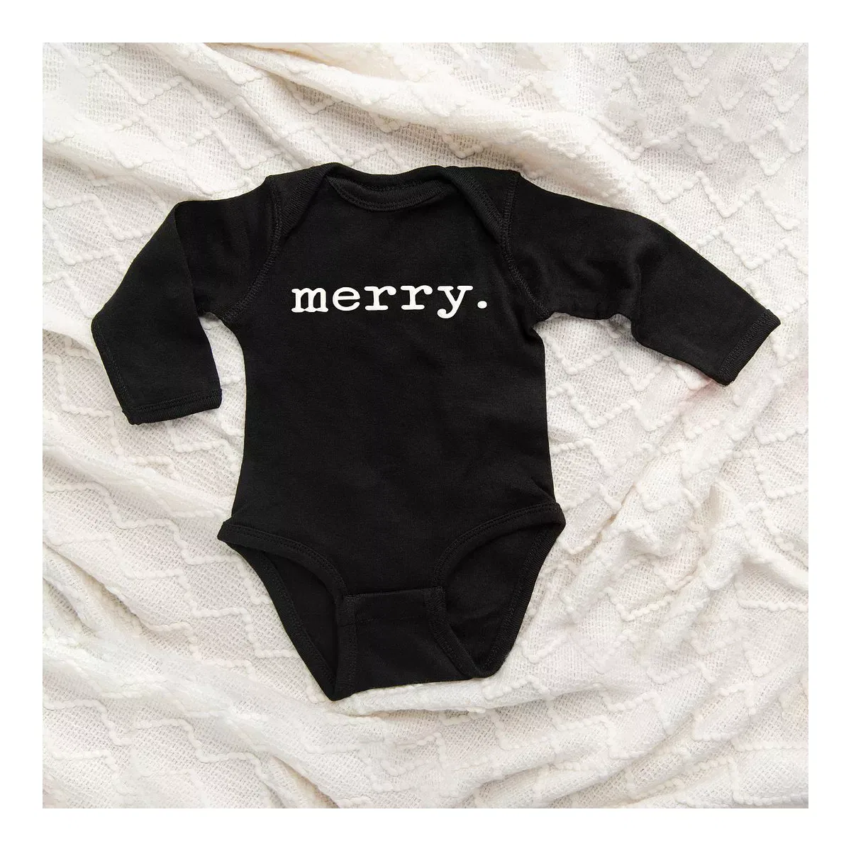 Детский боди с длинным рукавом Merry Puff Print The Juniper Shop, Black — фото 2