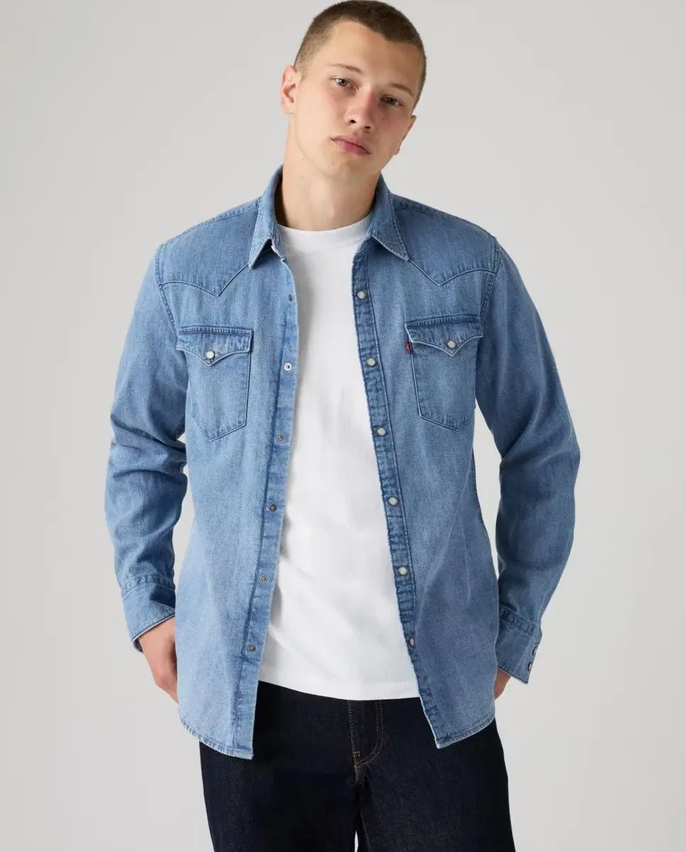 Мужская джинсовая рубашка с длинным рукавом Levi's, Azul Claro — фото 4