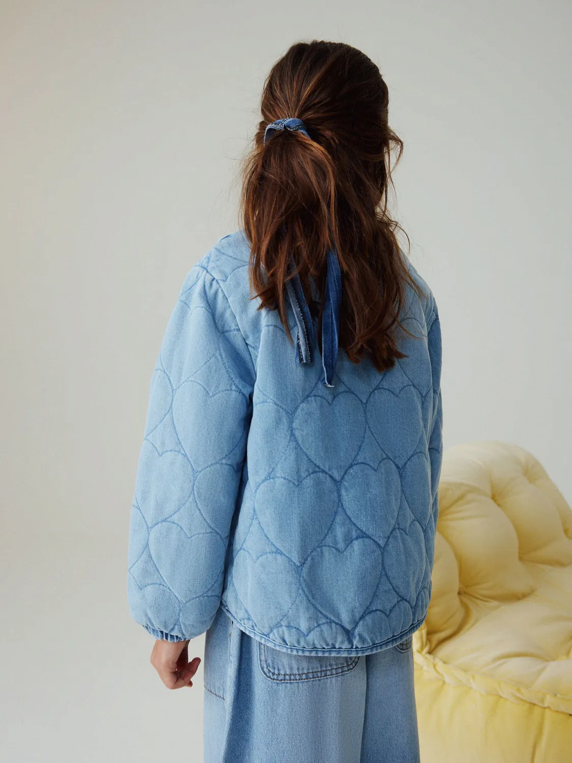 Куртка стеганая с сердечками, Denim Heart Next, джинсовый — фото 3