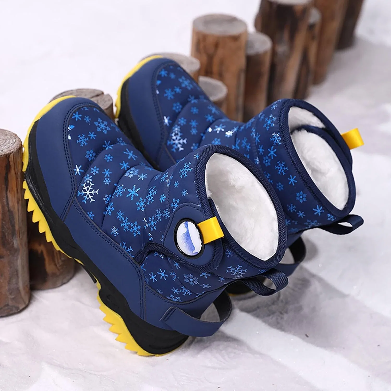 Детские зимние ботинки для мальчиков и девочек с принтом, Snow Boots, Dark Blue — фото 4