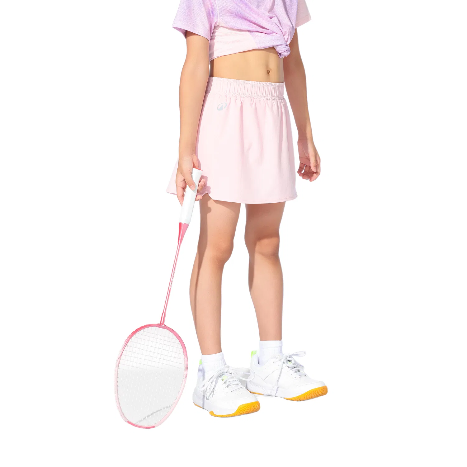 Детская юбка для девочек однотонная с логотипом DECATHLON, Soft Pink — фото 3