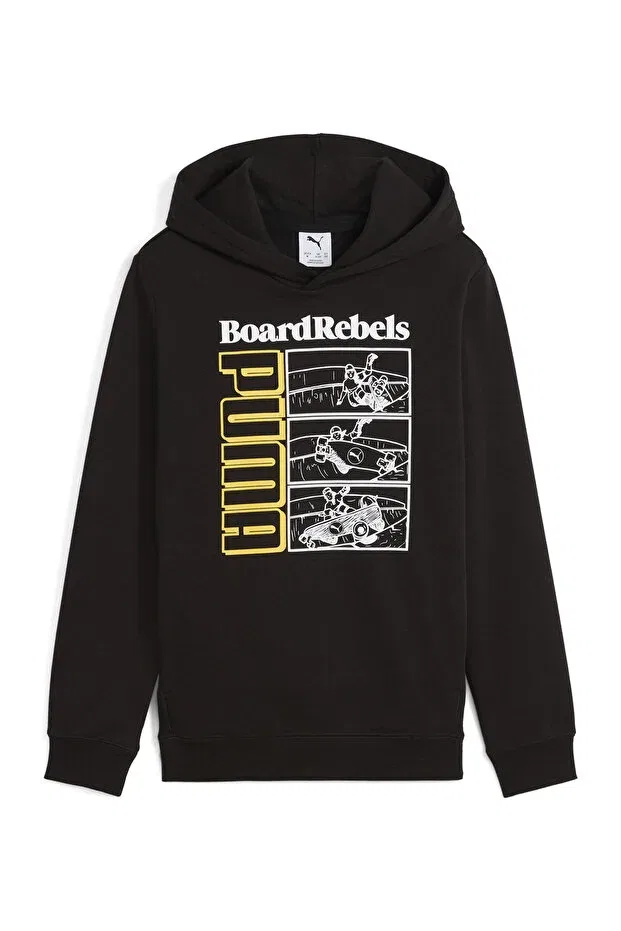 Детское худи для мальчиков с принтом Mid90s Hoodie Puma, Black — фото 2