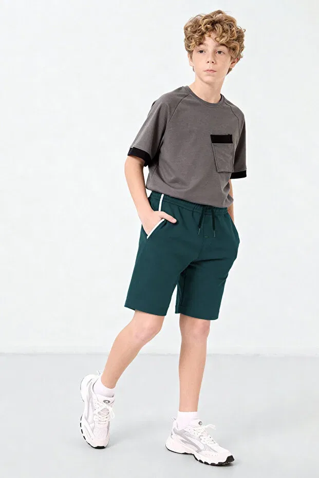 Детские шорты для мальчиков с принтом Forest Green Standard Fit Basic Boys' Shorts Tommy Life, Forest Green — фото 3
