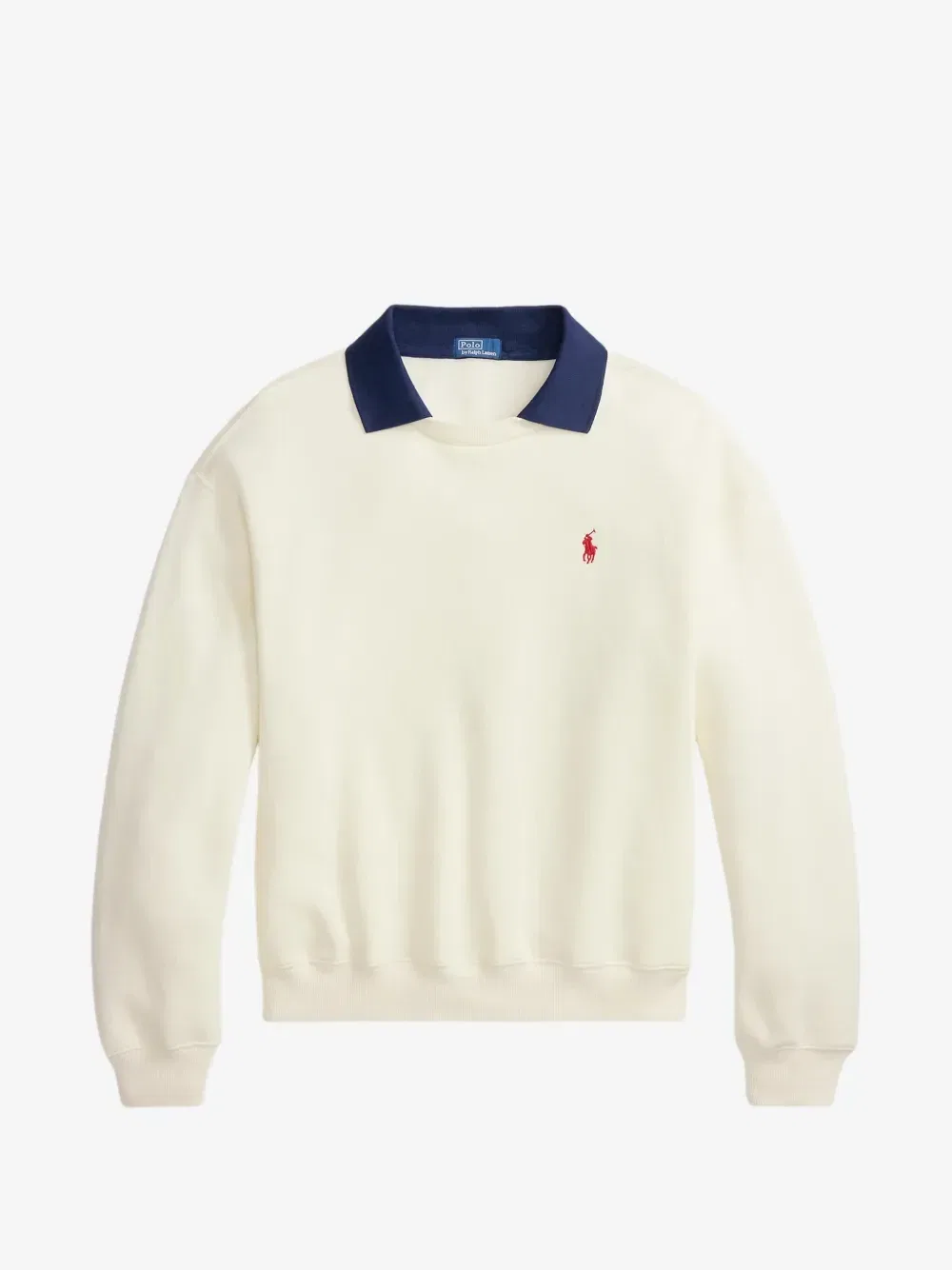Свитер с контрастным воротником и вышитым логотипом Polo Ralph Lauren, белый