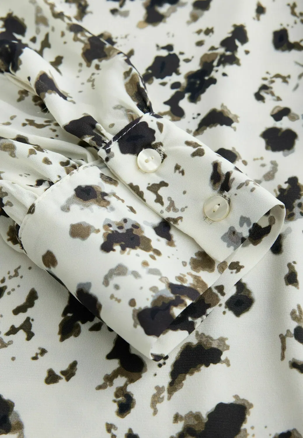 Блузка с длинными рукавами и V-образным вырезом, укороченный крой Next, Ecru Speckle Print — фото 2
