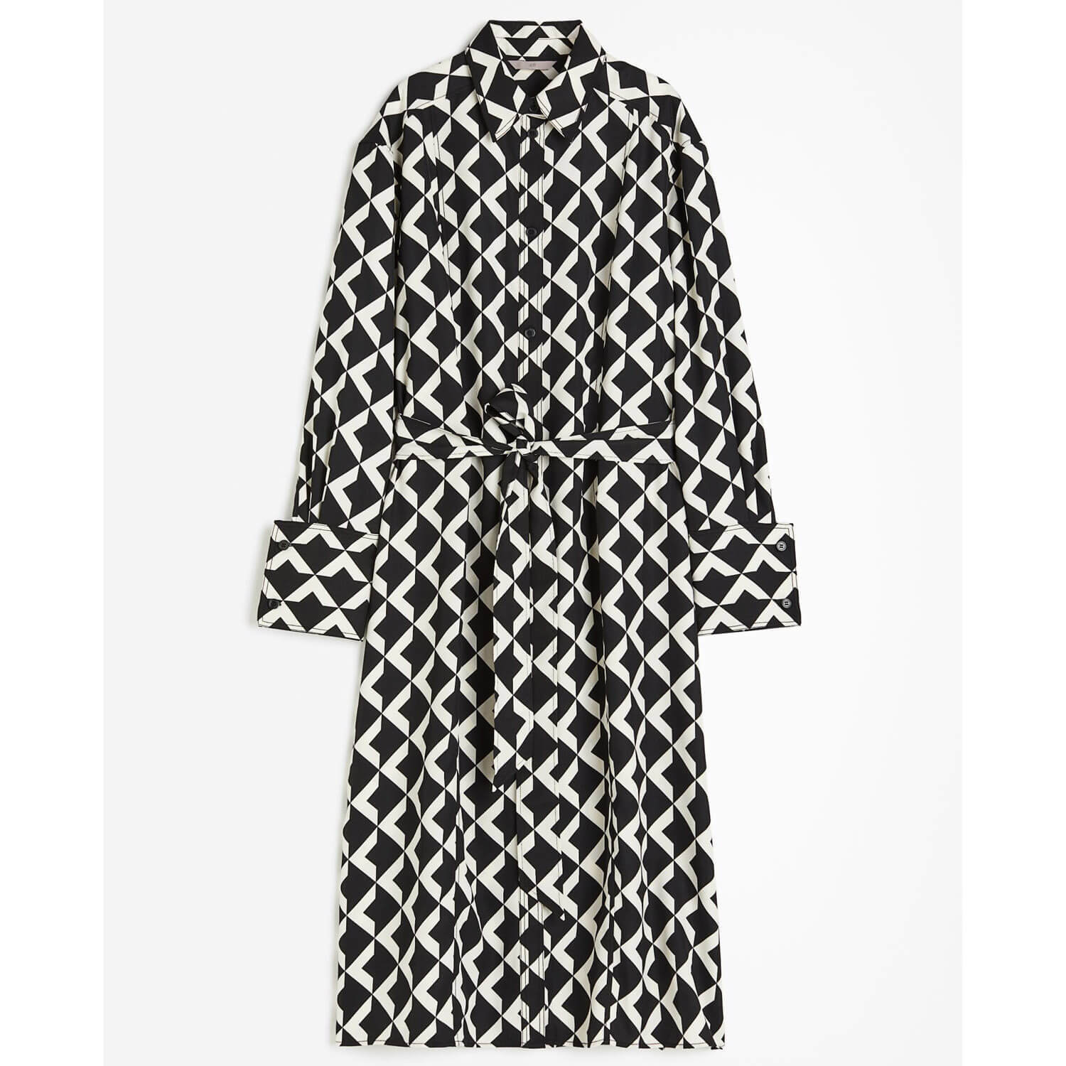 

Платье-рубашка H&M Tie-belt, черный/белый