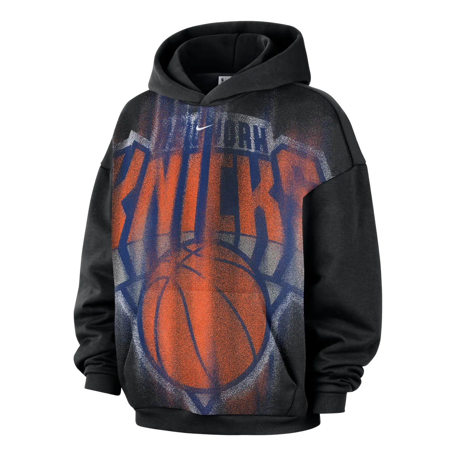 Мужское худи для баскетбола New York Knicks Standard Issue Fleece Hoodie 'Black White' Nike, Black/White