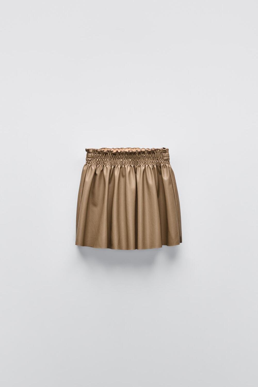 

Юбка из искусственной кожи с сборкой ZARA, бронзовый