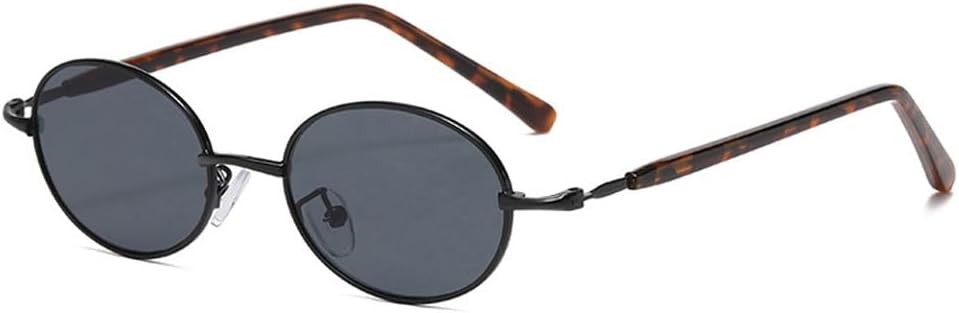 

Модные маленькие металлические овальные солнцезащитные очки для женщин в стиле ретро-панк для мужчин, трендовые, с прозрачными линзами и оправой, защита от УФ-излучения UV400 generic, Black Leopard Gray