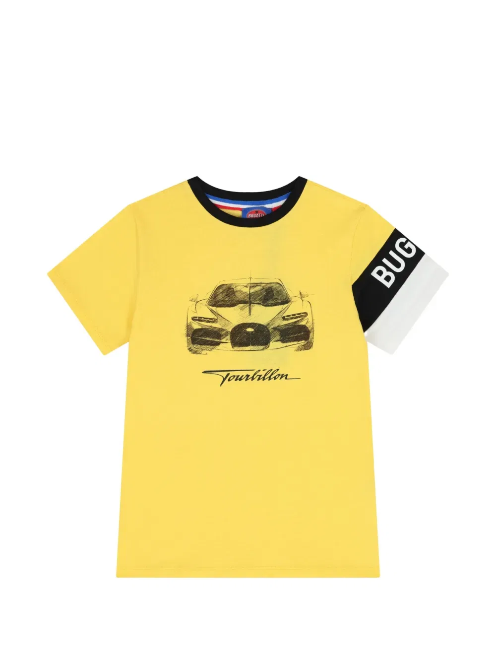 Хлопковая футболка с автомобильным принтом Bugatti Kids, желтый