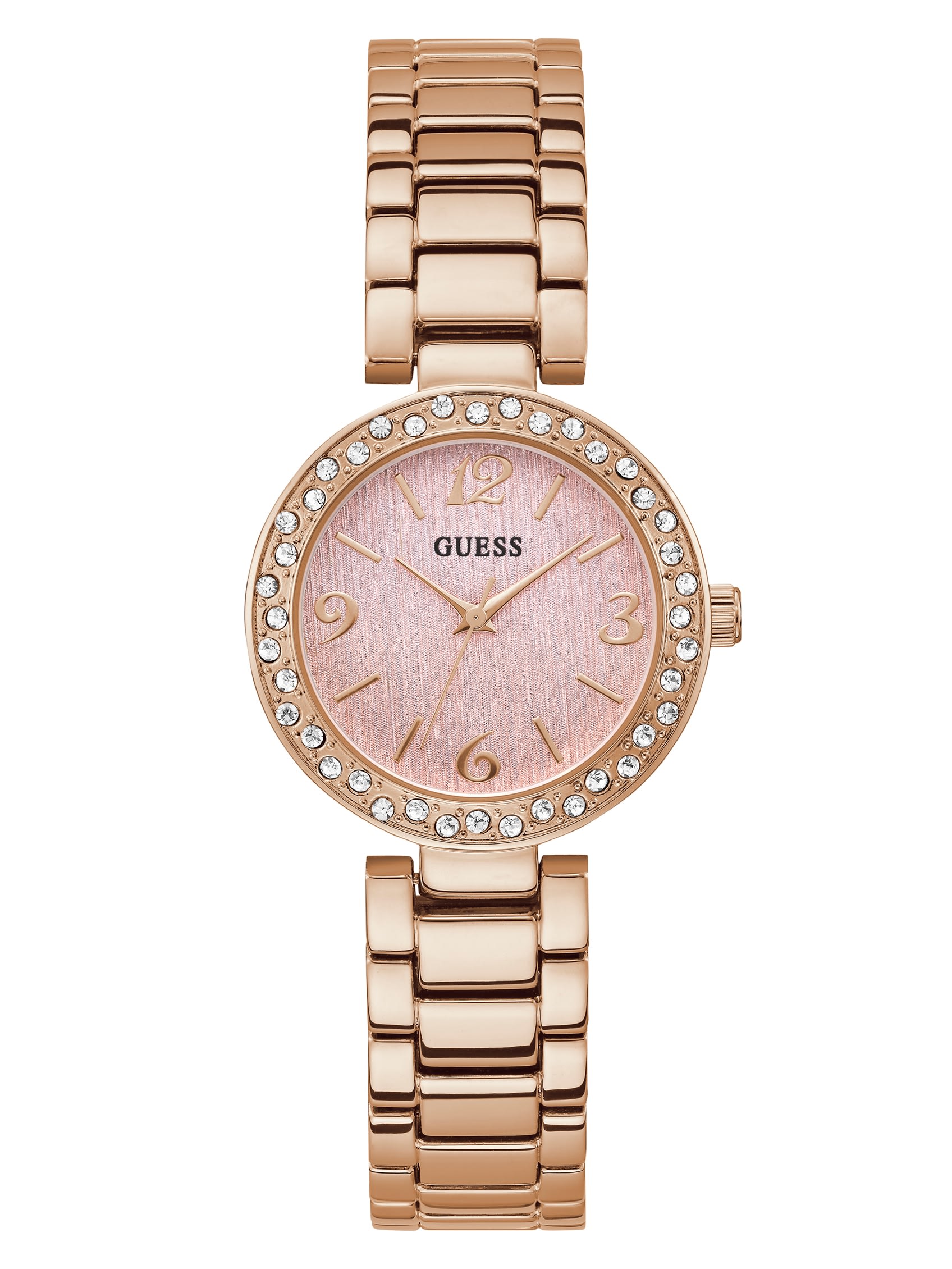 

Аналоговые часы цвета розового золота со стразами Guess Factory