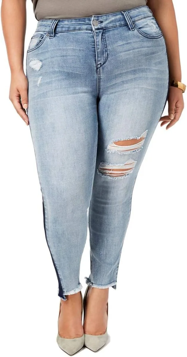 

Celebrity Pink модные плюс сайз джинсы скинни разрушенным краем