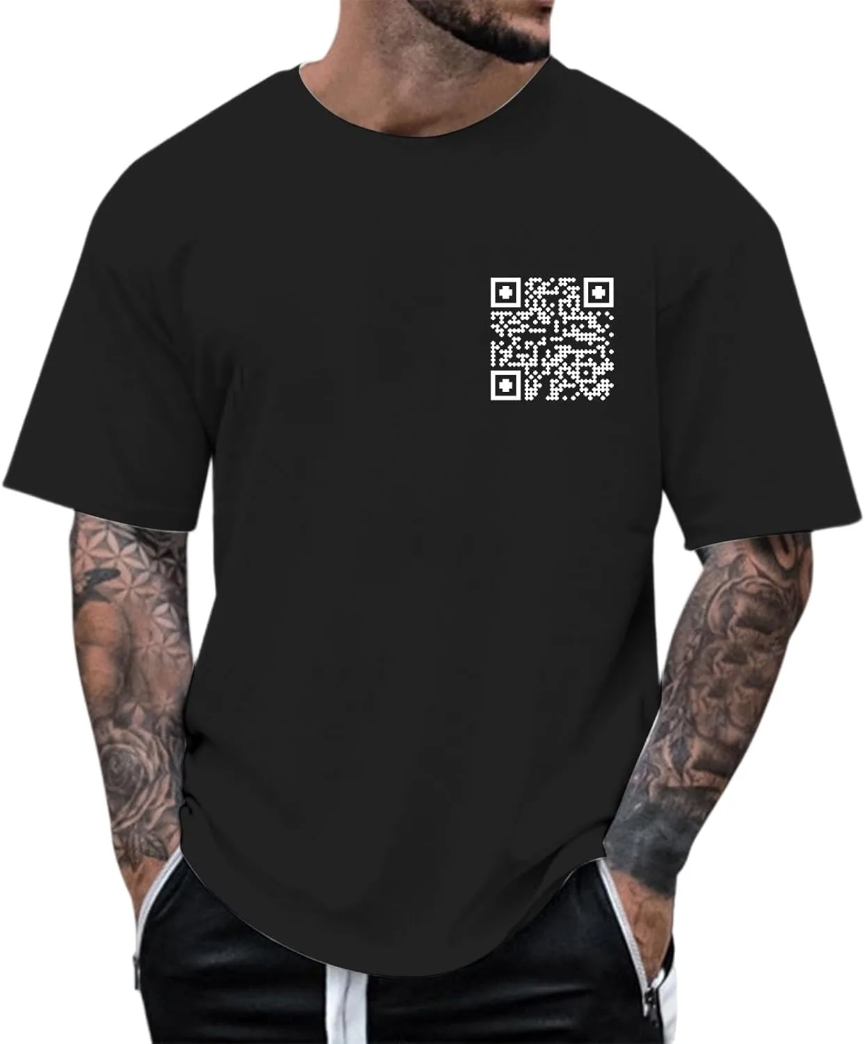 Мужская футболка с коротким рукавом и уникальным QR-кодом для повседневной носки