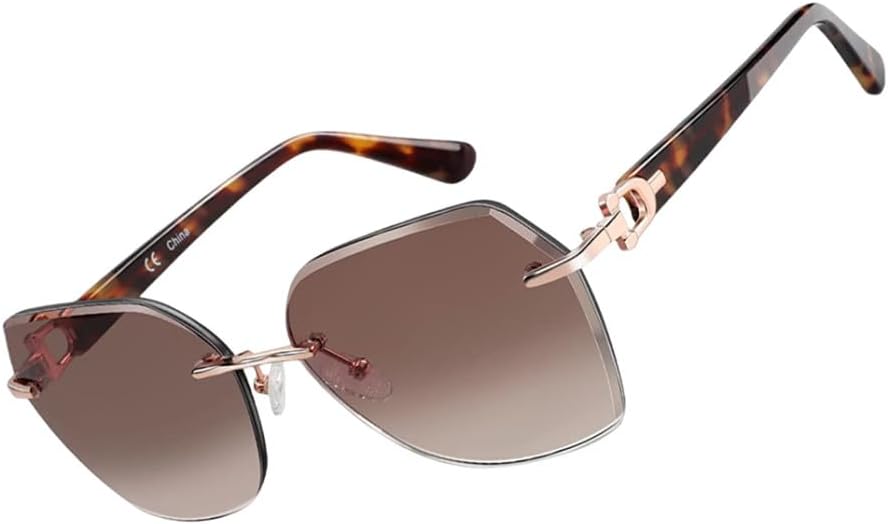 

Модные женские солнцезащитные очки 2027 года: безободковые солнцезащитные очки с геометрическим узором, алмазной огранкой, градиентными линзами и защитой от УФ-излучения MTZJH, One Color