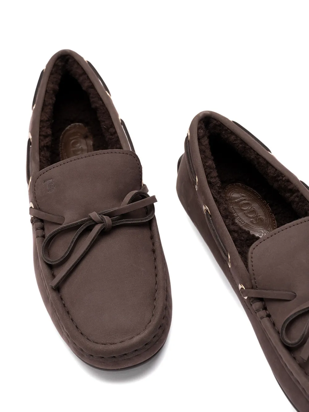 Кожаные лоферы City Gommino с завязками Tod'S, коричневый — фото 3