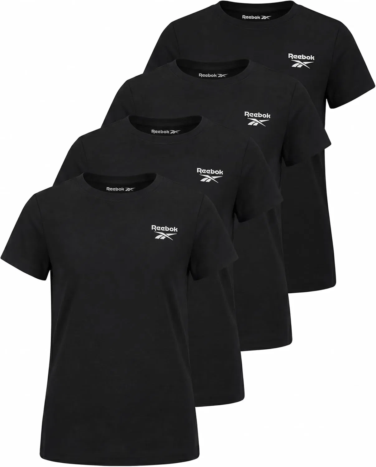 Детские футболки Reebok, набор 4 шт., цвет Solid Black, Solid Ultimate Grey, Solid Festival Bloom, Solid Bright White