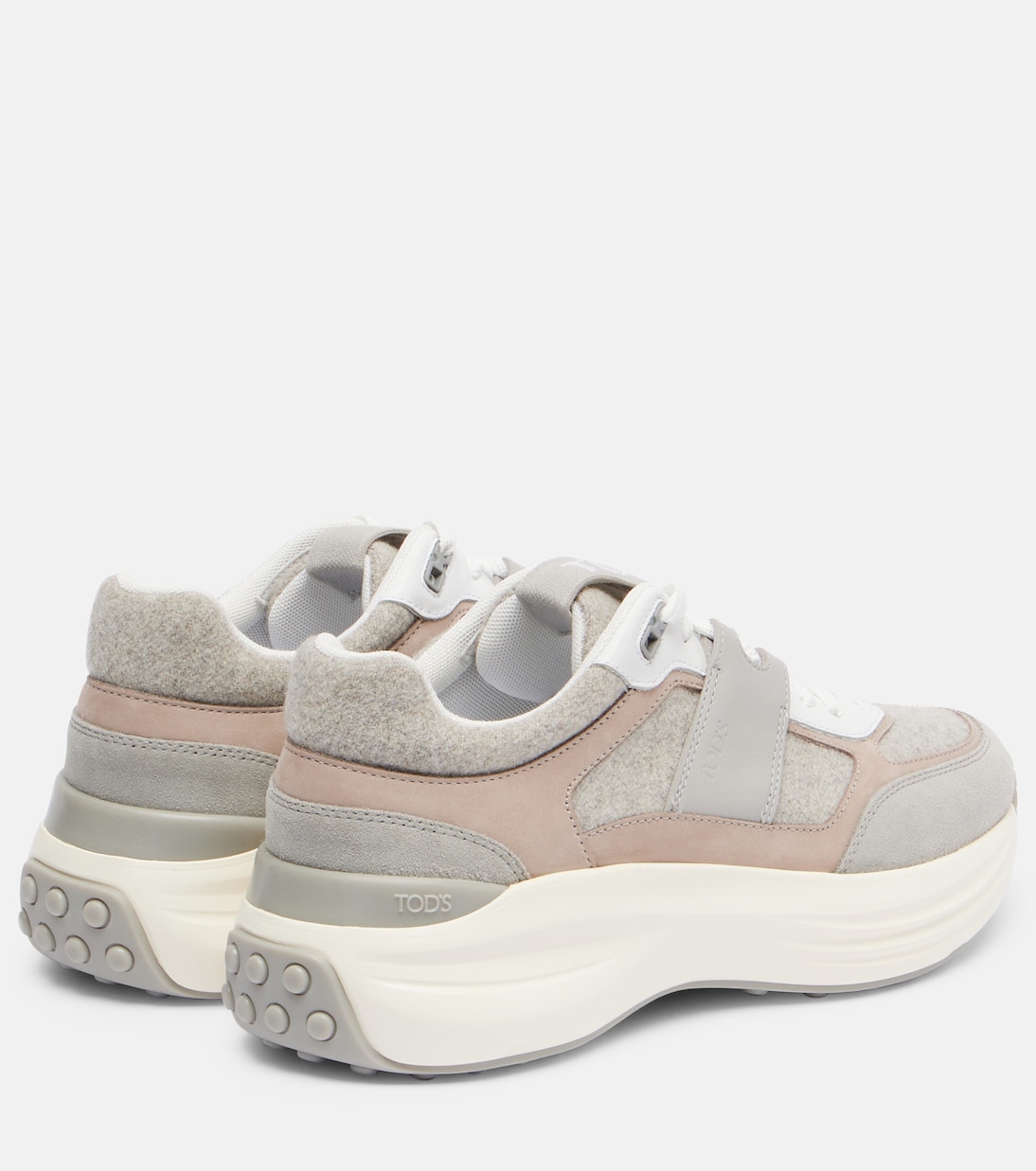 Кроссовки с кожаной отделкой Tod's, Gri Medio + Gri Perla + Bianco — фото 2