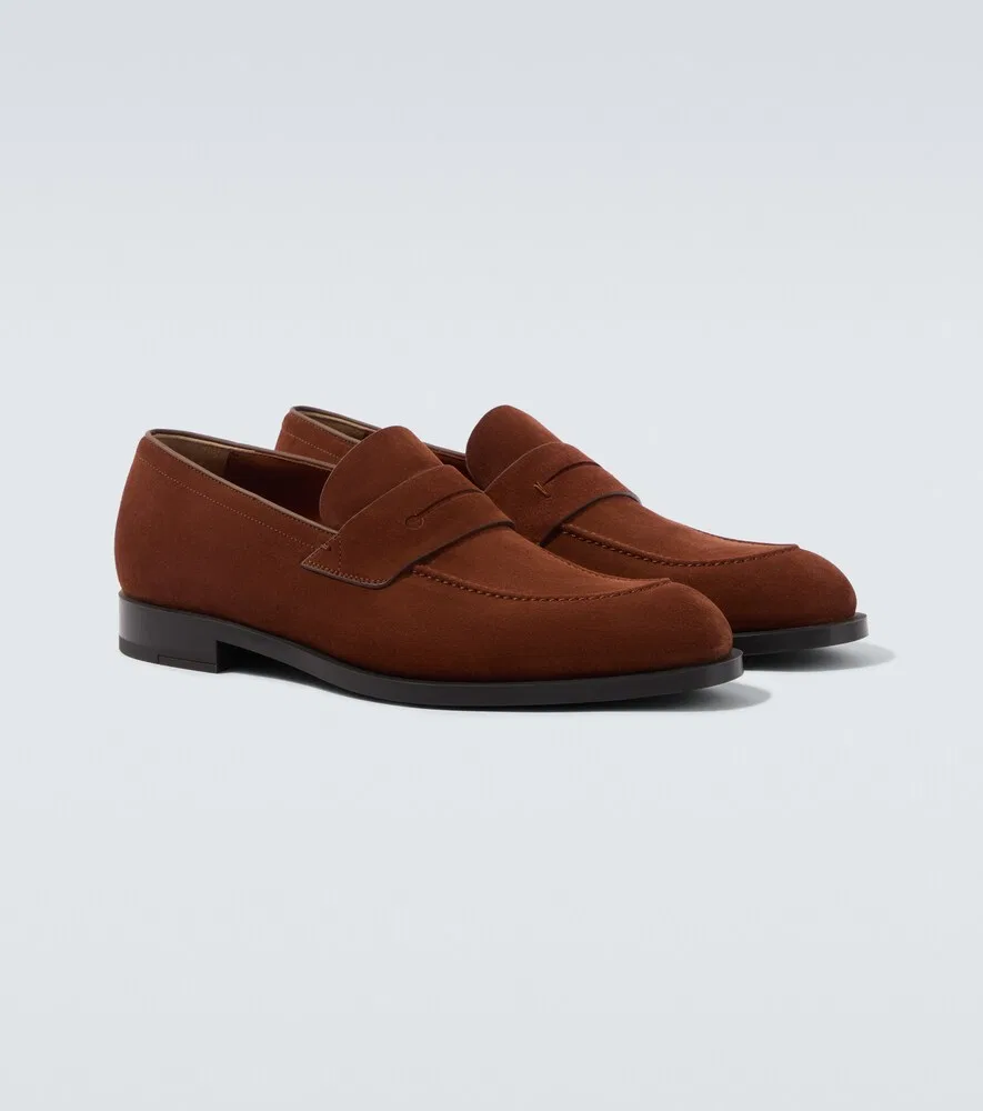 Замшевые лоферы Zegna, коричневый