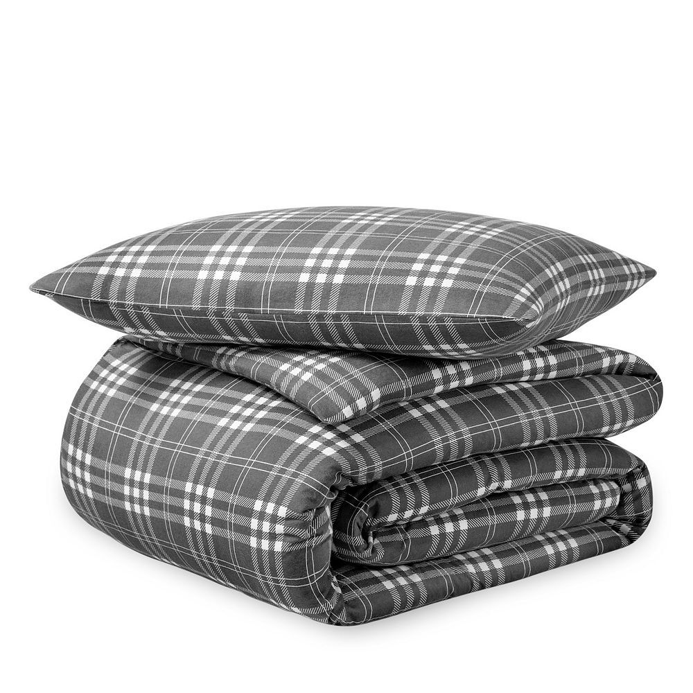 

Комплект пододеяльников из хлопковой фланели Bare Home, цвет Stirling Plaid Grey