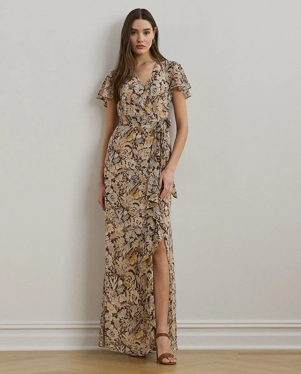 

Длинное платье с коротким рукавом Lauren Ralph Lauren, бежевый