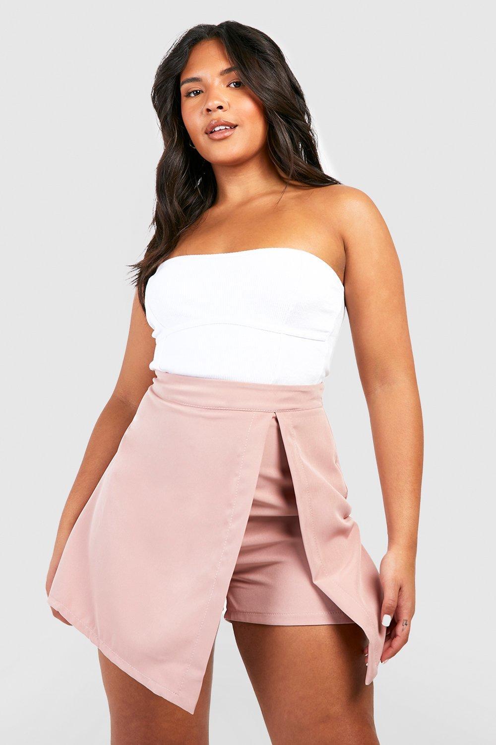

Юбка plus из ткани с разделением передней передней ткани Boohoo, румяна