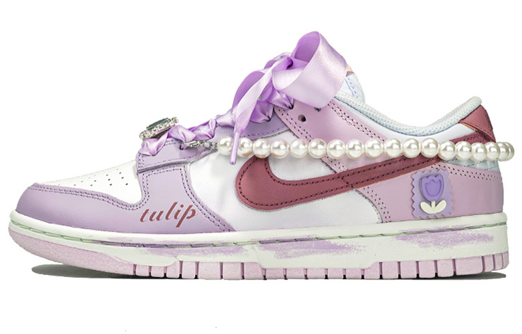 

Кроссовки Nike Dunk Skateboard Shoes Women's Low-Top Purple White