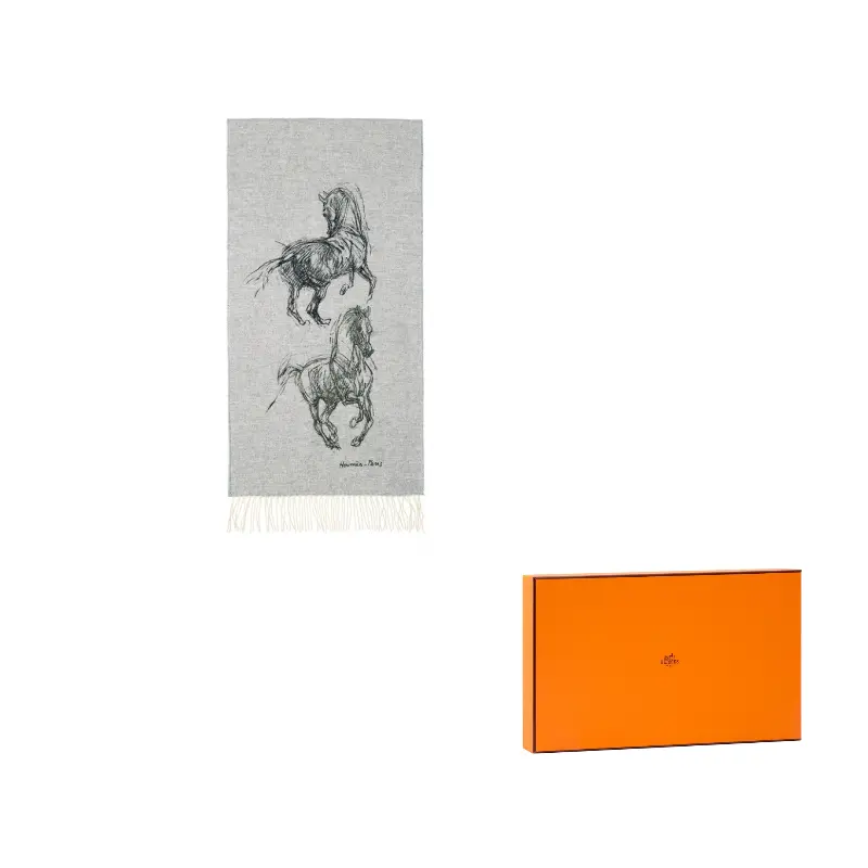 

HERMES Вязаный шарф унисекс серый, Gray