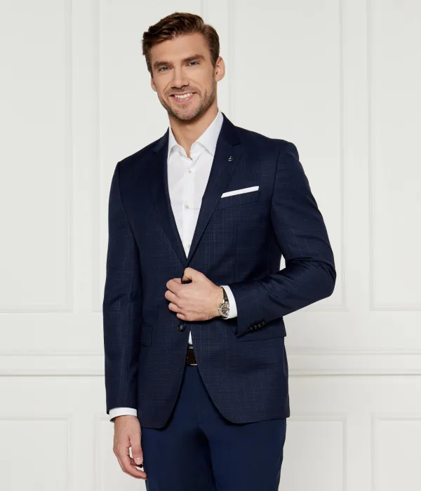 Элегантная шерстяная куртка H-Hutson Slim fit Boss, синий — фото 3