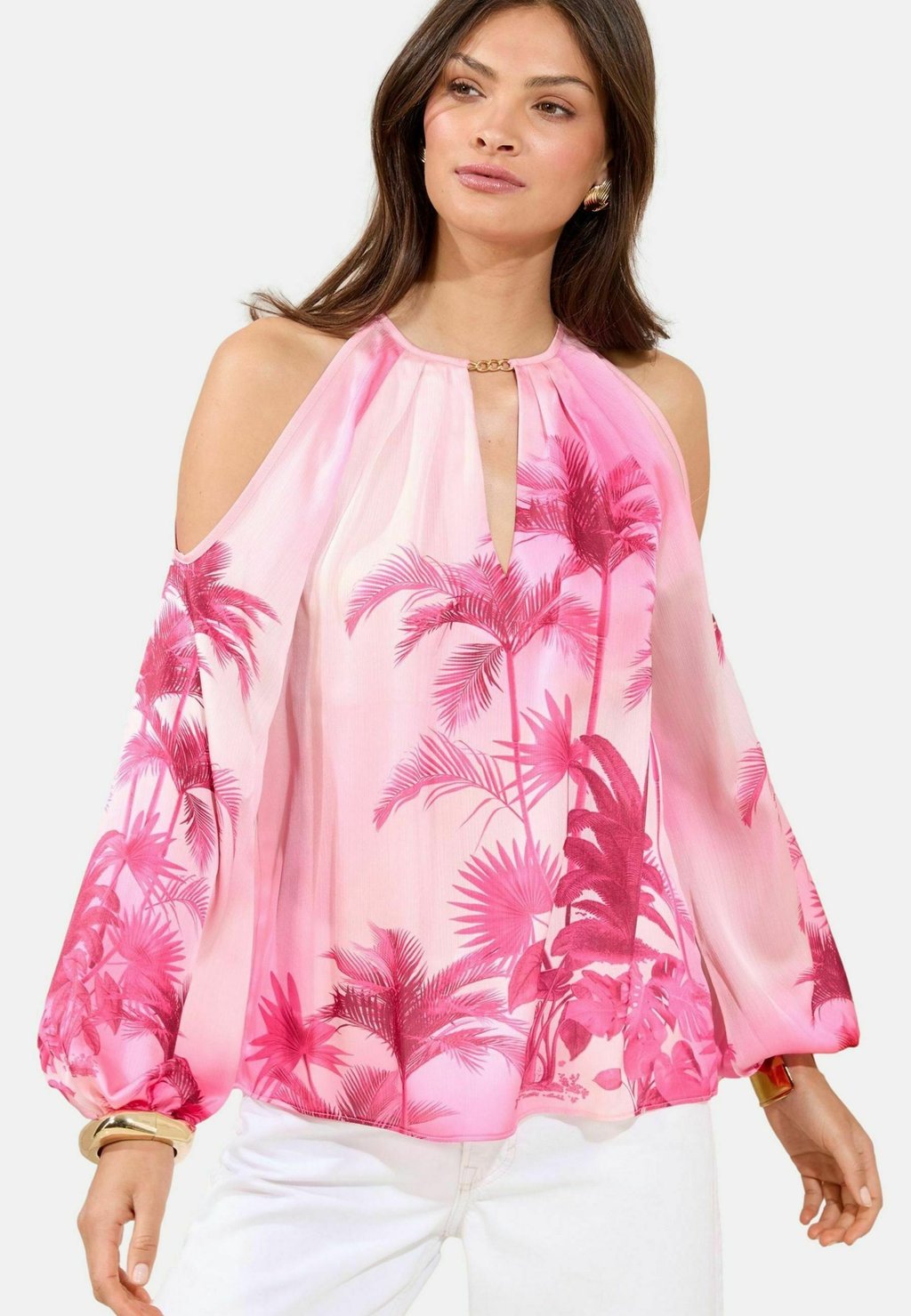 

Блуза REGULAR FIT-PRINTED COLD SHOULDER Lipsy, розовый