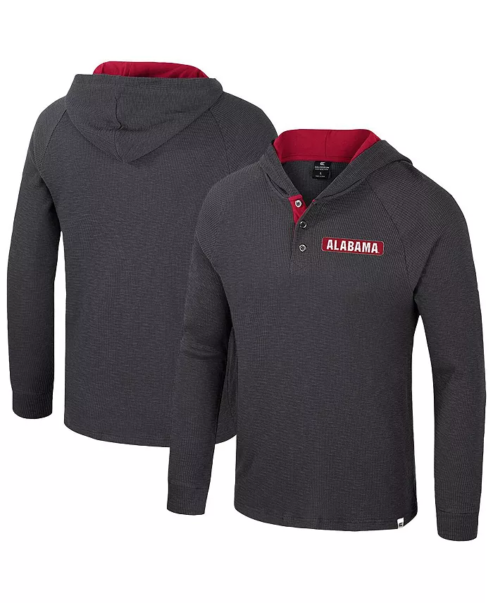 

Мужская футболка с длинным рукавом и капюшоном Alabama Crimson Tide Dujour реглан в цвете угольного серого Colosseum