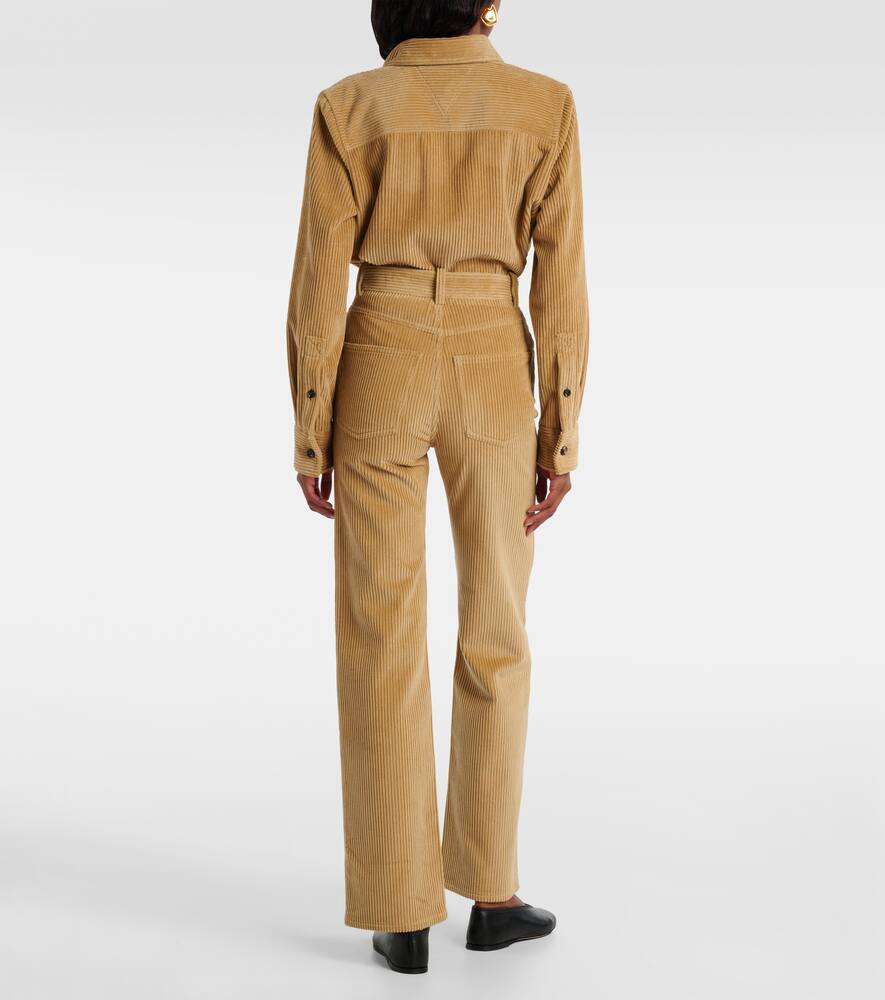 Хлопковые вельветовые расклешённые брюки Bottega Veneta, Pale Oak — фото 3