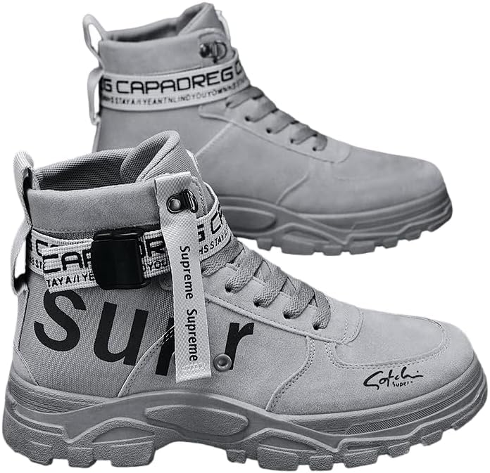 

Мужские модные кроссовки с высоким верхом, прогулочные спортивные повседневные обувь, стильные ретро кроссовки на шнуровке для улицы и повседневной носки Hhhchpm, серый