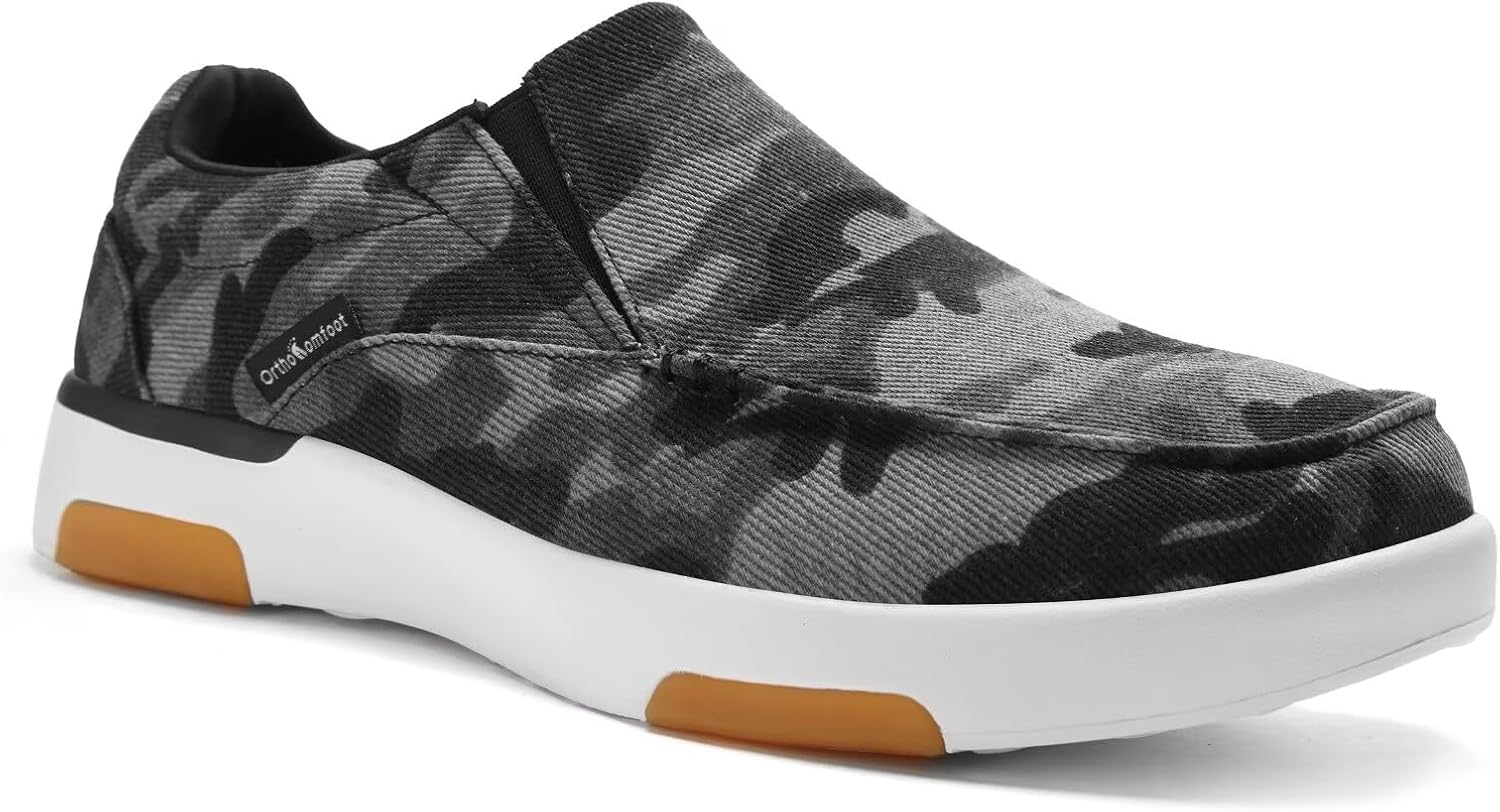 

Мужские ортопедические удобные мокасины OrthoComfoot с поддержкой свода стопы, ортопедические лоферы при подошвенном фасците, повседневные винтажные прогулочные туфли из ткани для облегчения боли в стопе и пятке, W13-camouflage