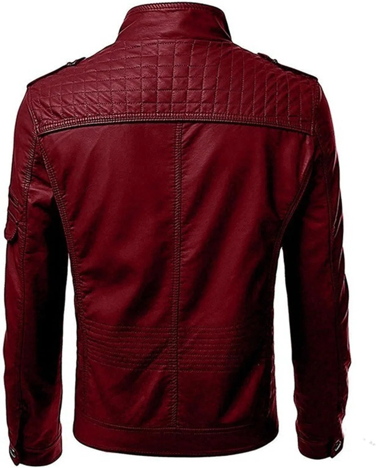 Generic Мужская легкая куртка Men's Black Leather Biker Jacket Vintage Real Motorcycle — фото 3