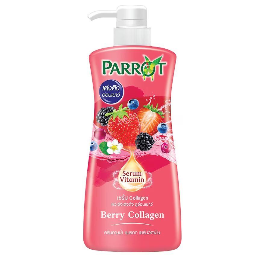

Parrot Крем-сыворотка для душа Витамин ягодный коллаген 450 мл. ครีมอาบน้ำ, Pink