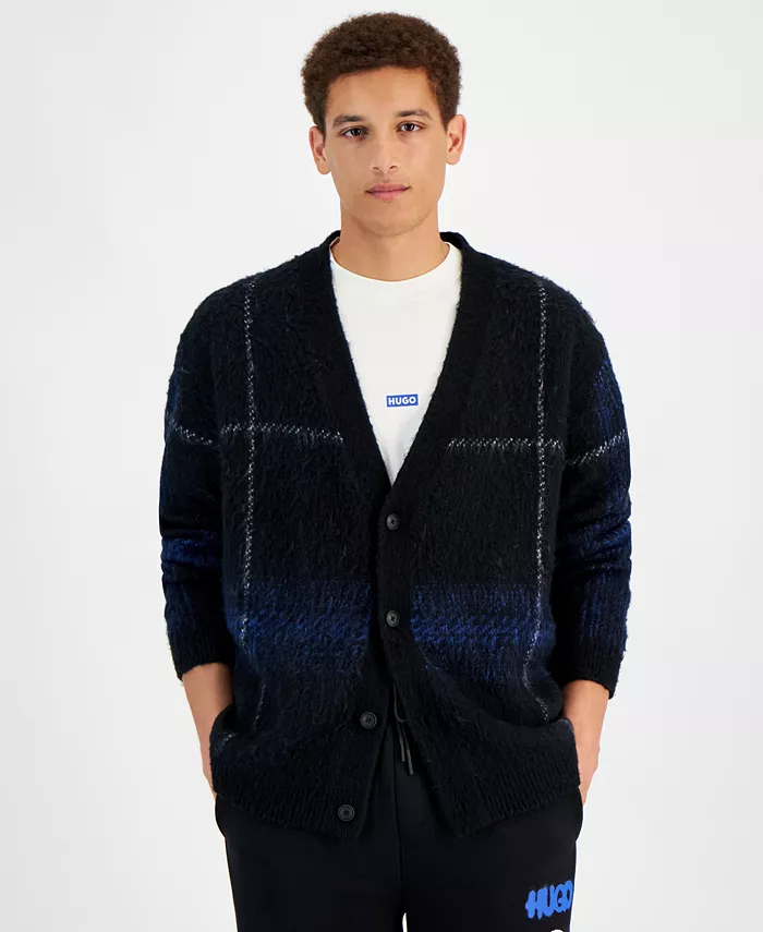 

Мужской кардиган Soena в клетку Hugo Boss, черный