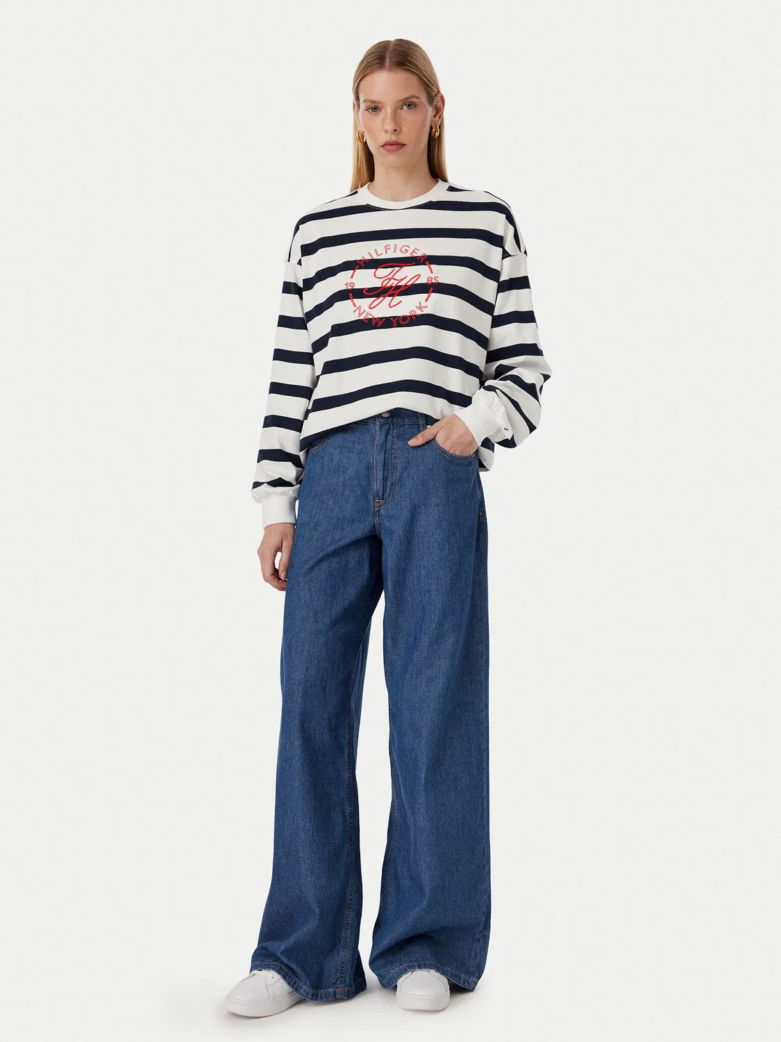 Женская толстовка стандартного кроя Th Roundal Tommy Hilfiger, белый — фото 2