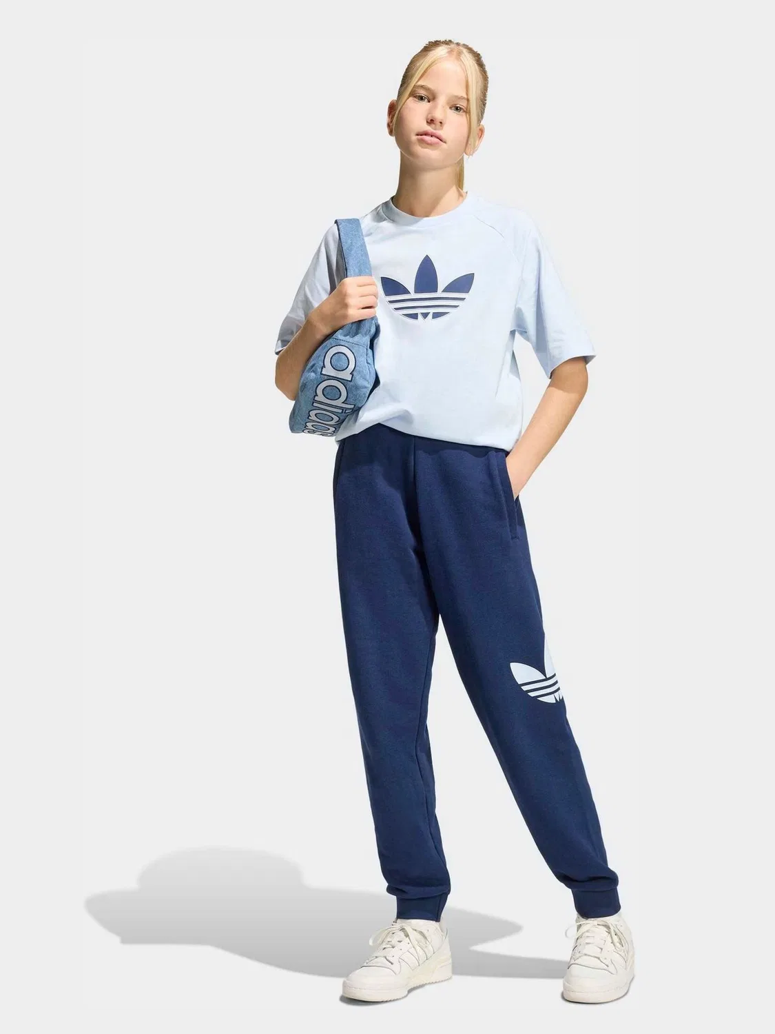 Футболка свободного кроя с принтом Trefoil, adidas Originals, синяя — фото 3