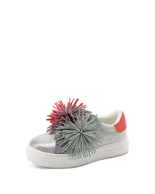 Детские кроссовки для девочек с бахромой Mini Laney Fringed Leather Sneakers Kurt Geiger London, мультиколор — фото 4
