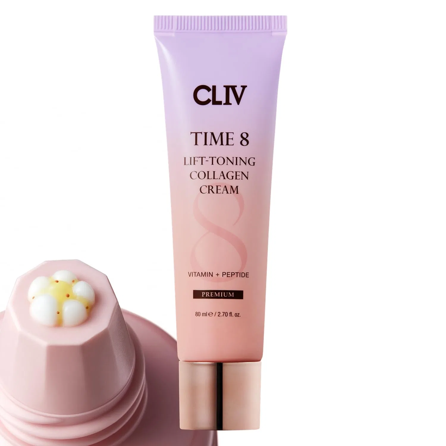 Крем для лица Cliv — Увлажняющий Time 8 Lift Toning Collagen Cream с пептидами и витаминами, 80 мл